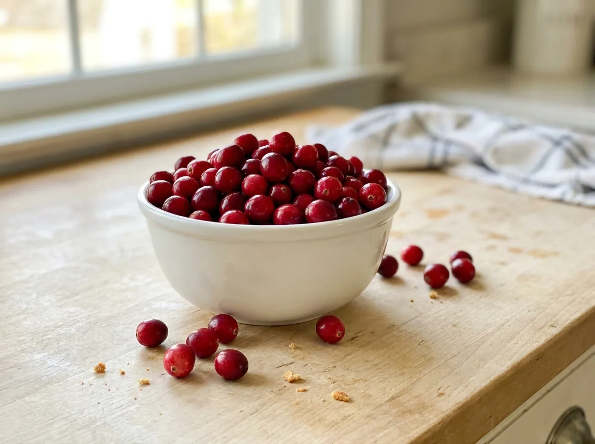 Fresh cranberries in a bowl