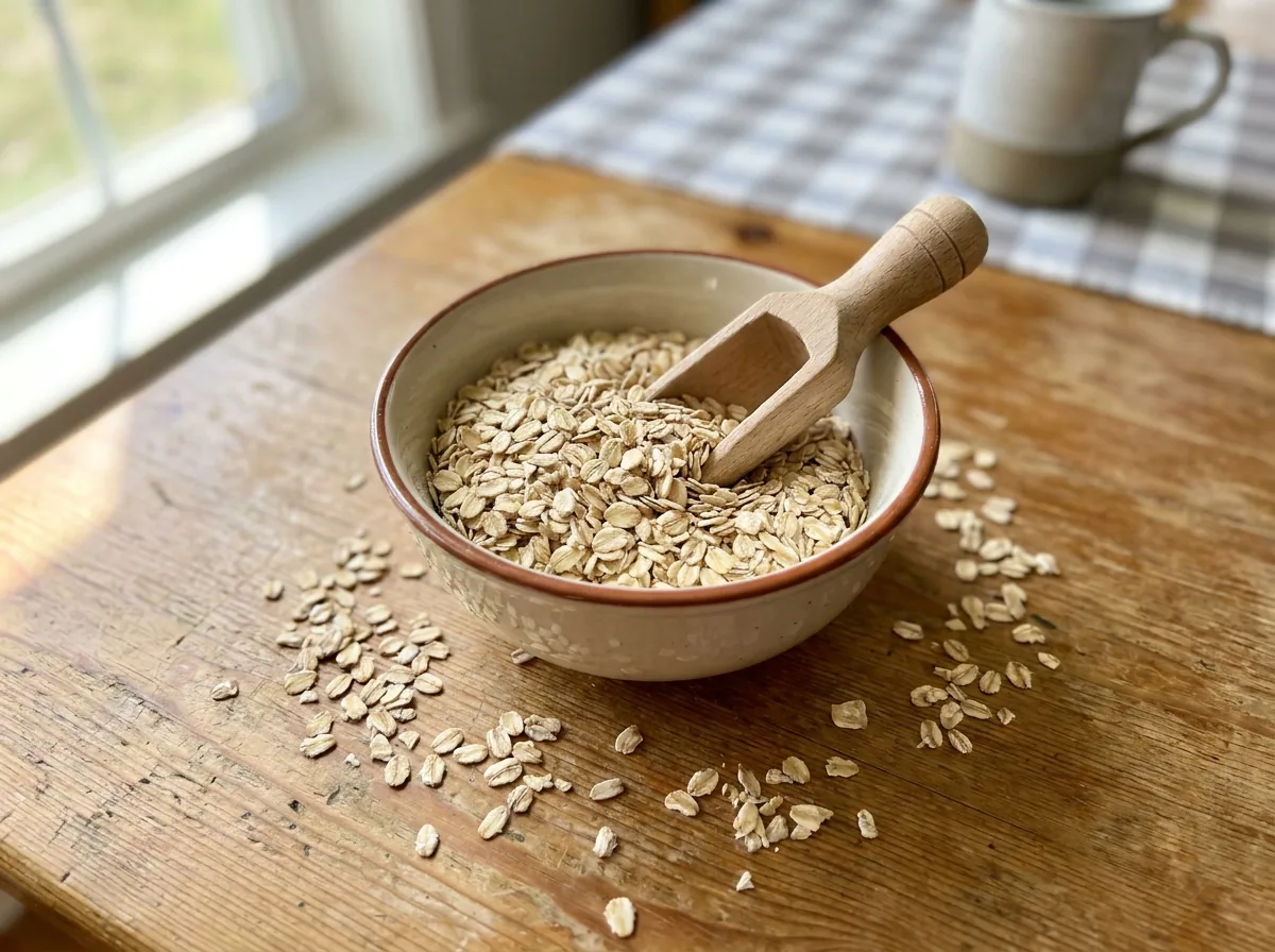 Rolled oats in a bowl
