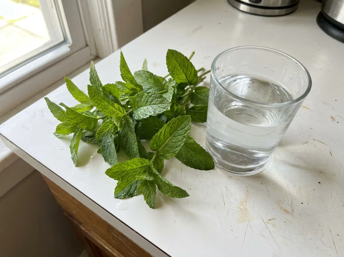 Fresh peppermint sprigs