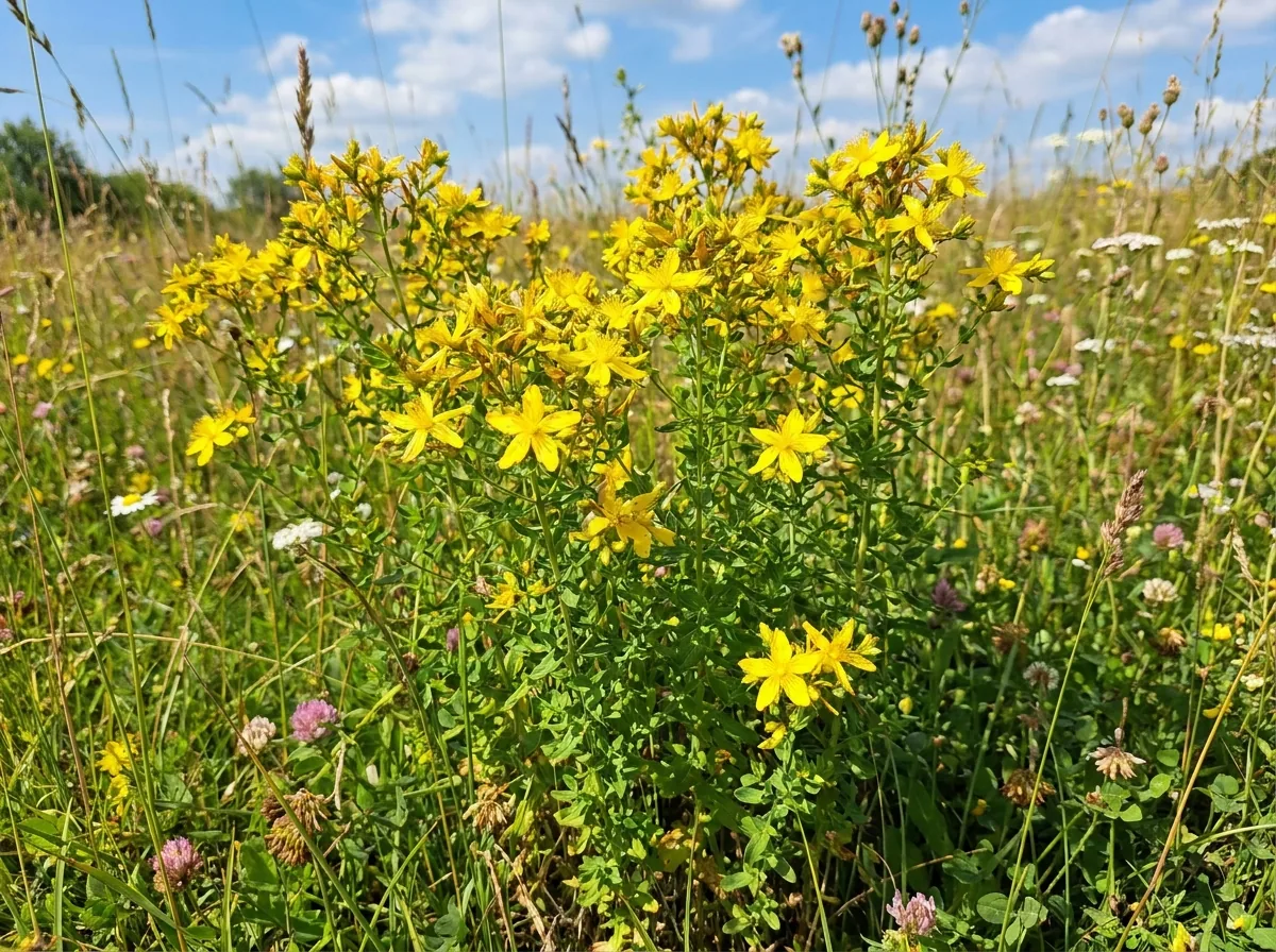 Yellow St John's wort flowers