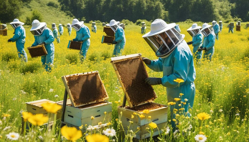beekeepers and beehive