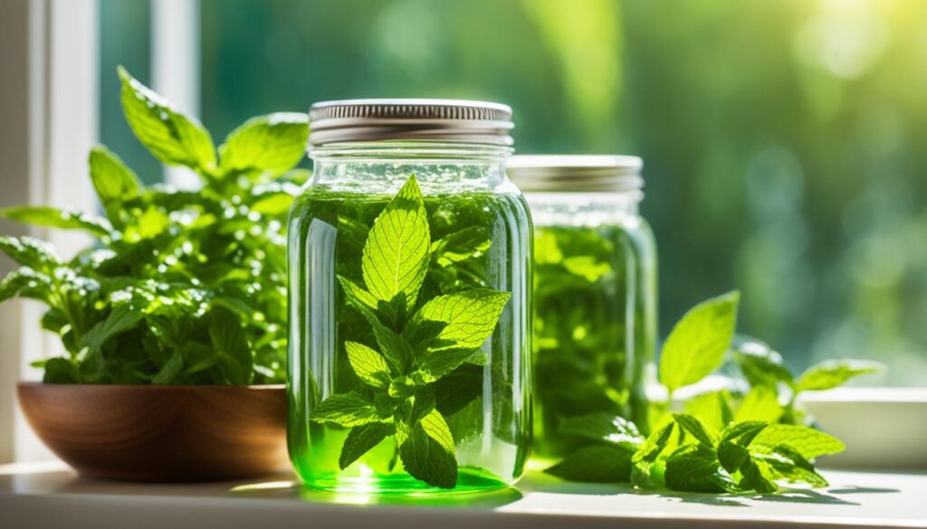 Infusing Peppermint Leaves Infusing Peppermint Leaves