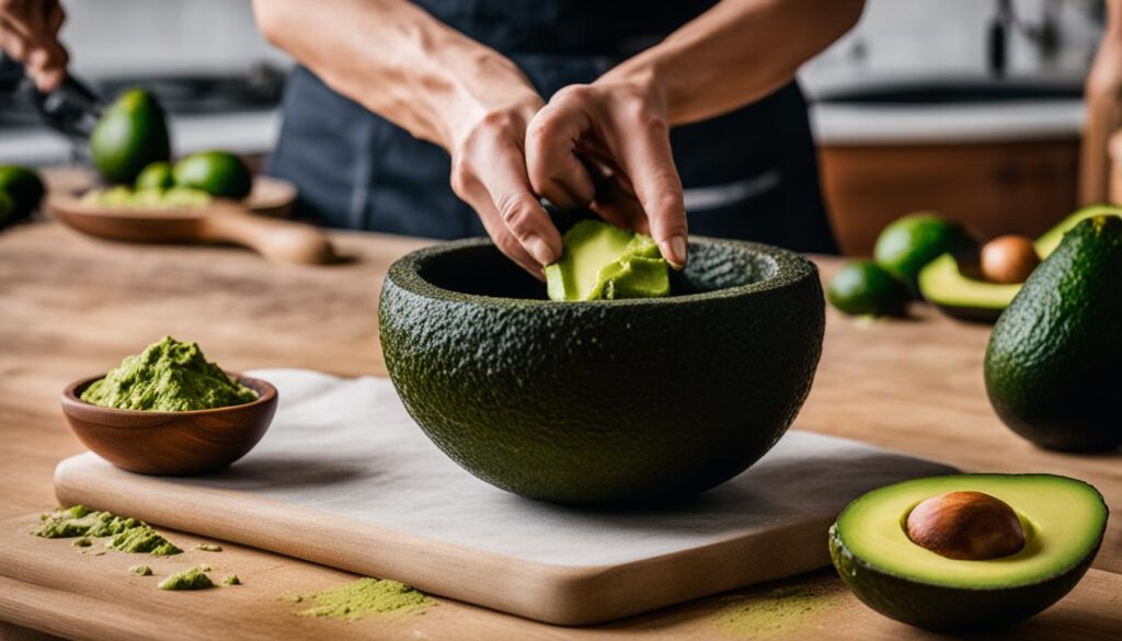 preparing avocado paste